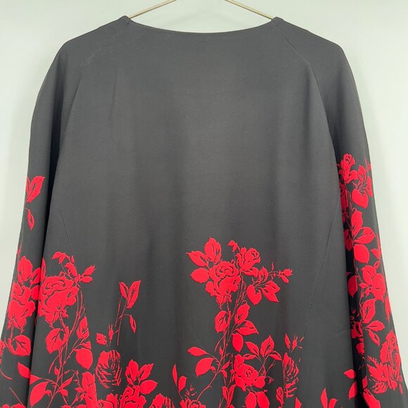 Jessica London Plus Women’s Black/Red Floral Open Front Longline Jacket  28W - Picture 7 of 12